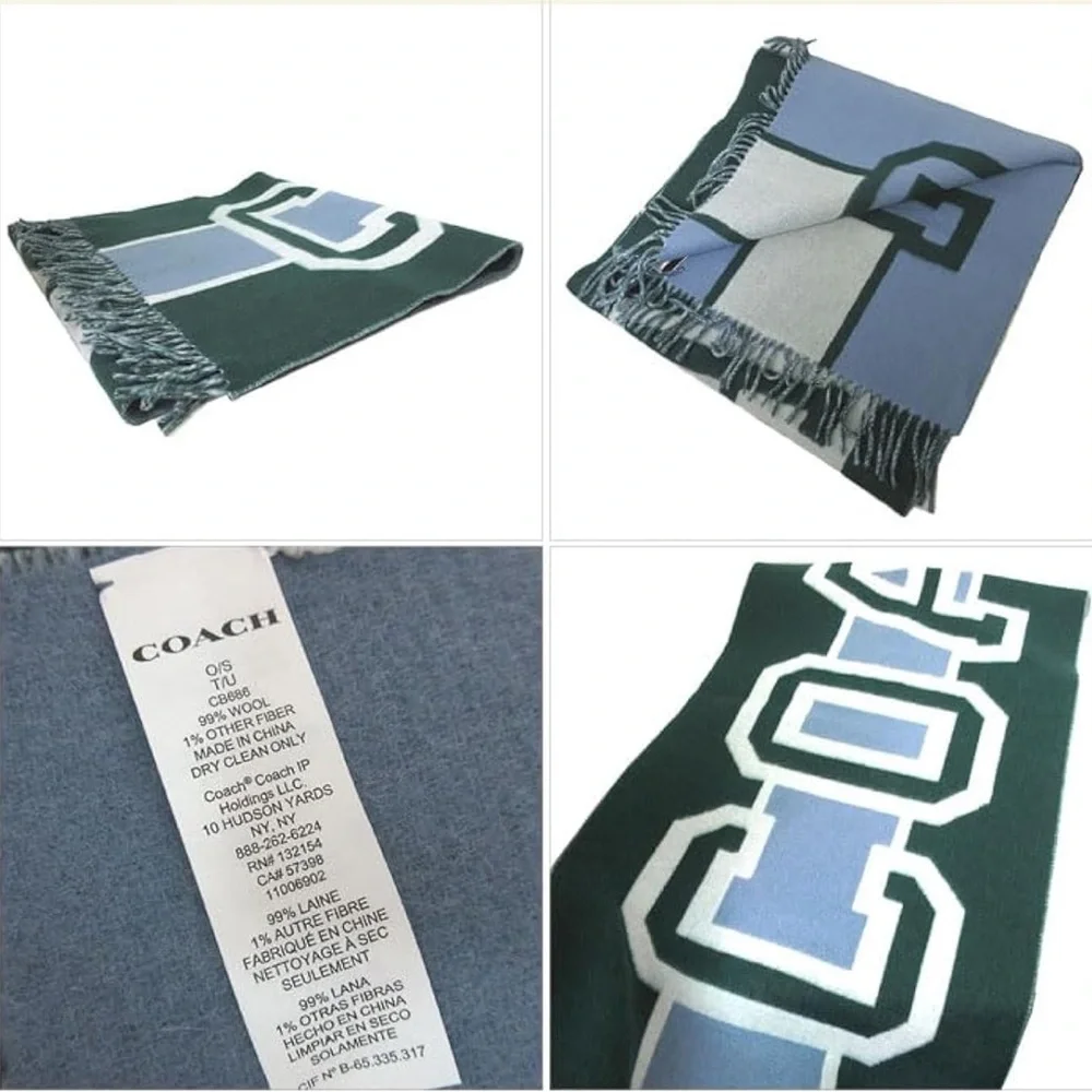 Coach Reversible Colorblock Varsity Print Oversized Muffler/ Scarf NWT